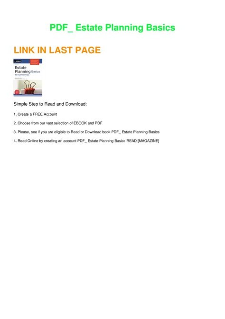 Estate Planning Basics: Essential PDF Guide for Beginners