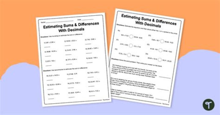 Free PDF Worksheets: Estimating Sums & Differences of Decimals