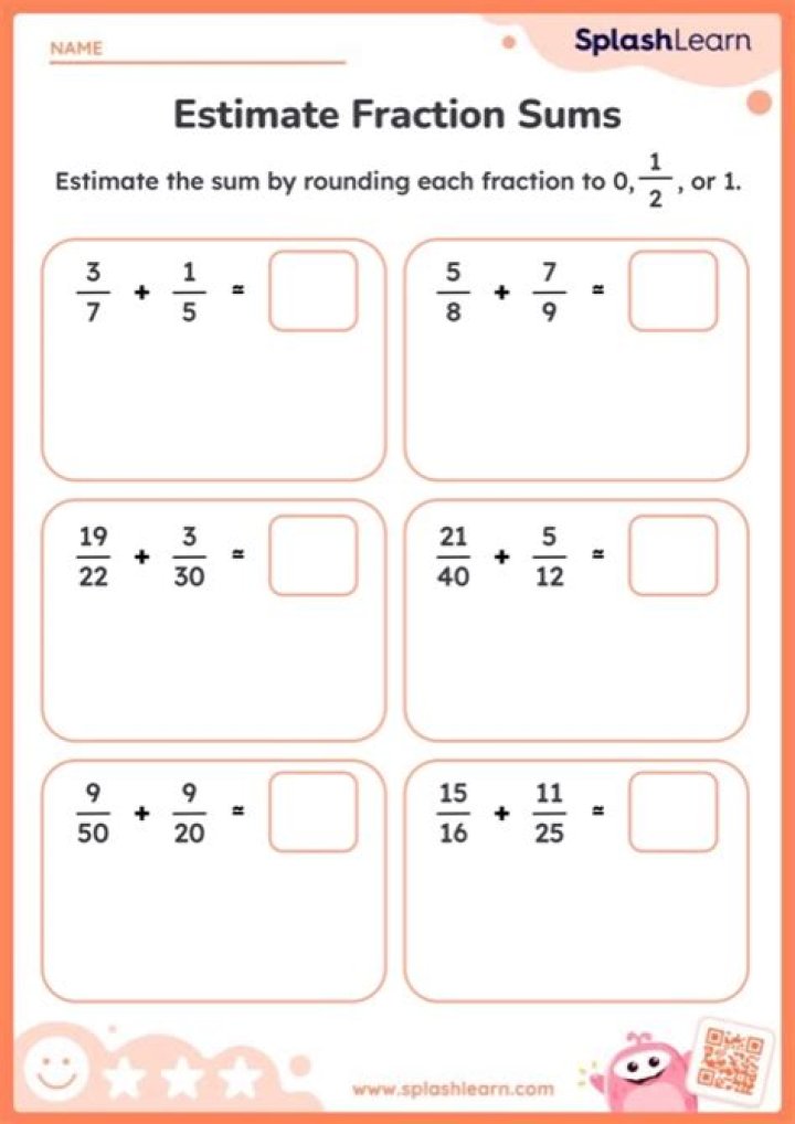 Practice Estimating Sums and Differences of Fractions with Printable PDF Worksheets