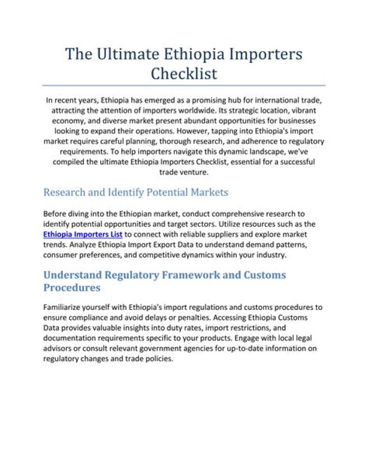 Ethiopian Importers List PDF – Complete Export Directory