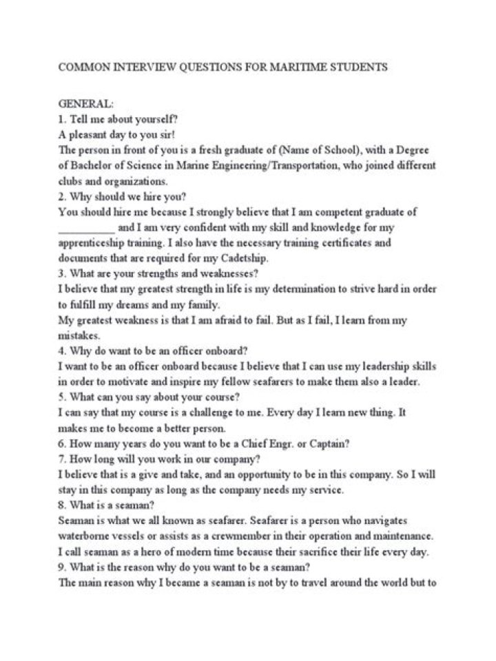 Ethiopian Maritime Interview Questions and Answers PDF
