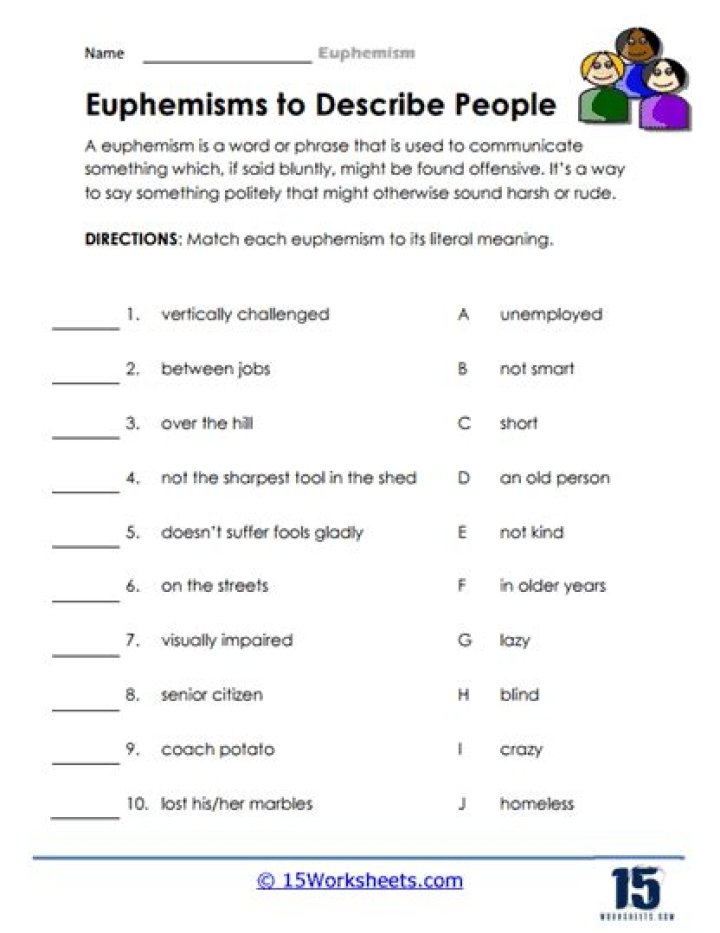 Euphemism Worksheet PDF – Free Download for Easy Learning