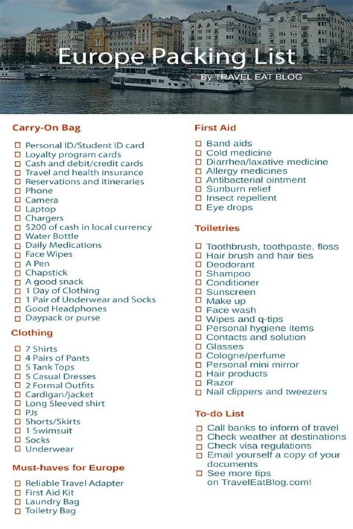 Europe Packing List PDF for Seamless Travel