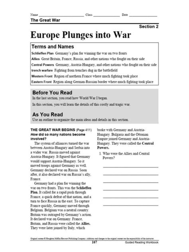 Europe Plunges into War: Critical PDF Answer Key and Analysis