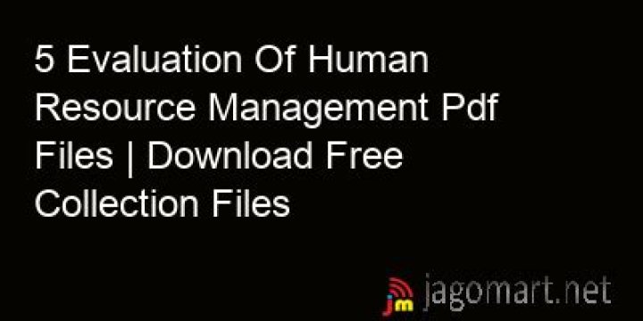 Comprehensive Evaluation of Human Resource Management PDF Guide