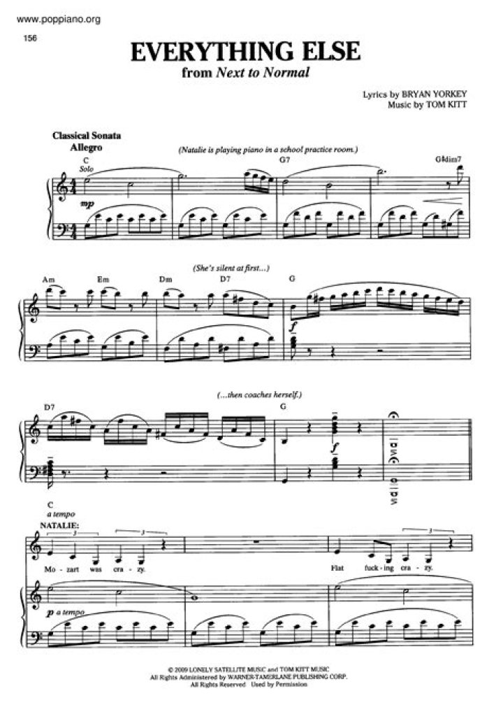 Everything Else Next to Normal Sheet Music PDF – Easily Accessible Free Download