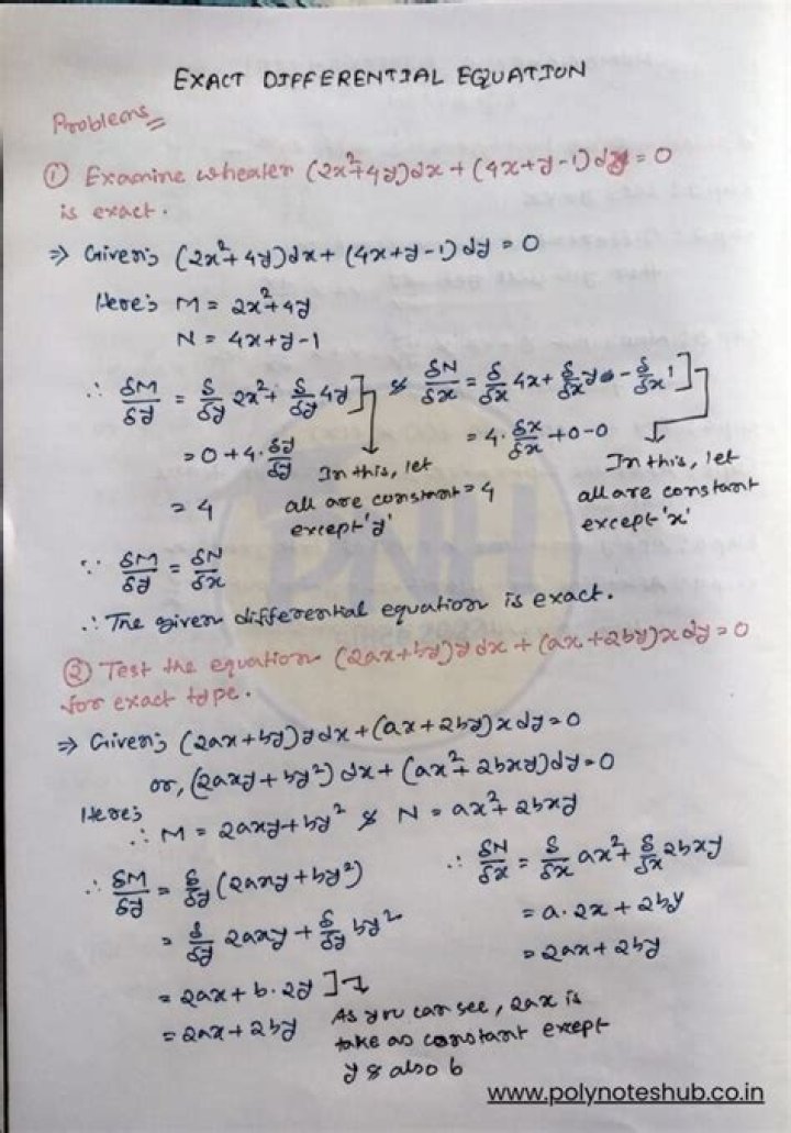 Exact Differential Equation Questions & Answers PDF – Solve Like a Pro