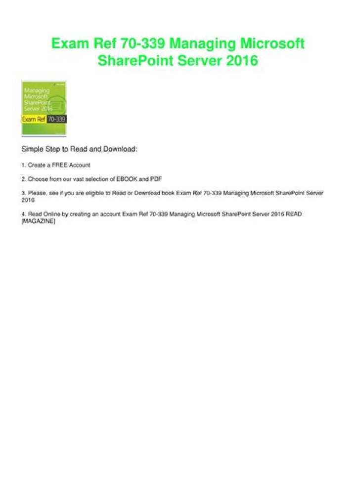 Exam Ref 70-339: Mastering Microsoft SharePoint Server 2016 with the Official PDF Study Guide