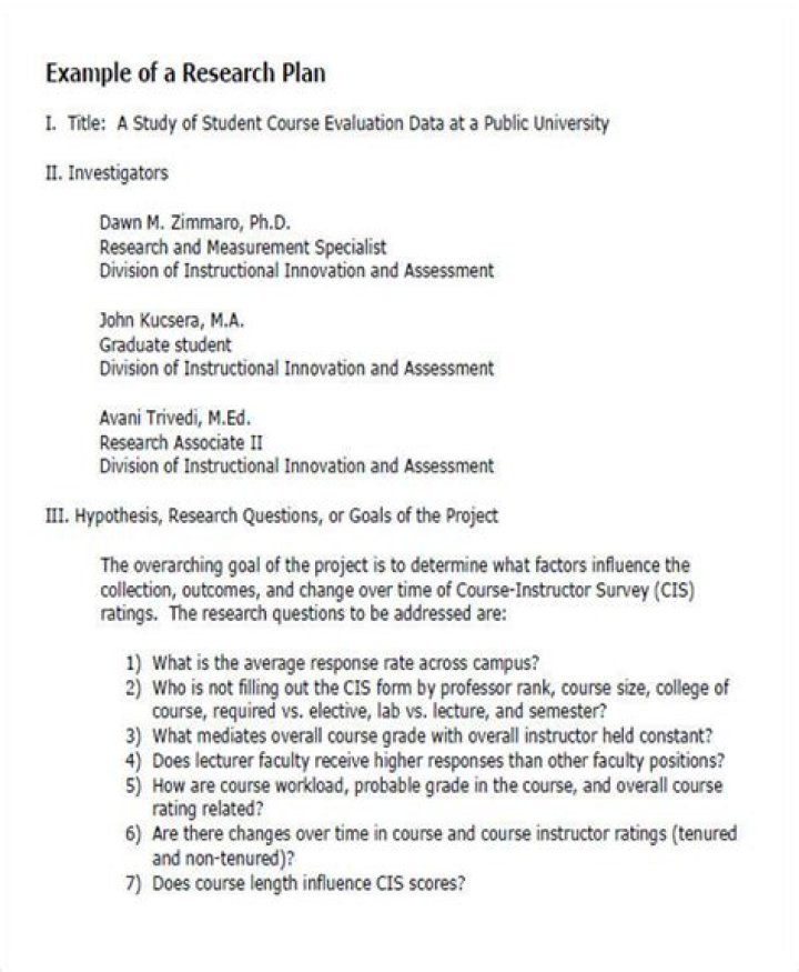 Example Research Plan PDF Template for Academic Projects