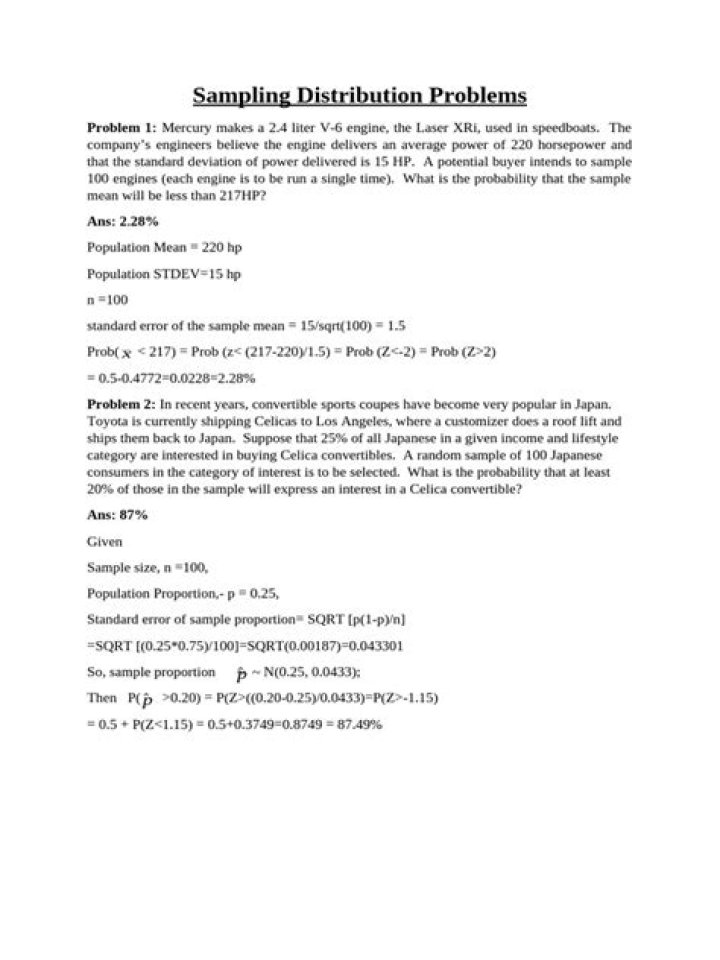 Examples of Sampling Distribution Problems: Key Insights & Answers PDF