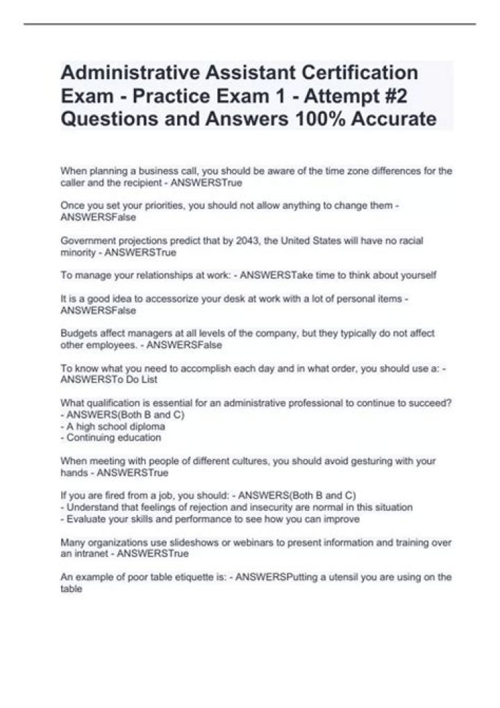 Executive Assistant Written Test Sample PDF – Instant Download