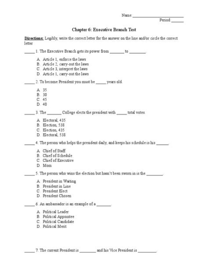 Executive Branch Test PDF: Official Evaluation Guide & Sample