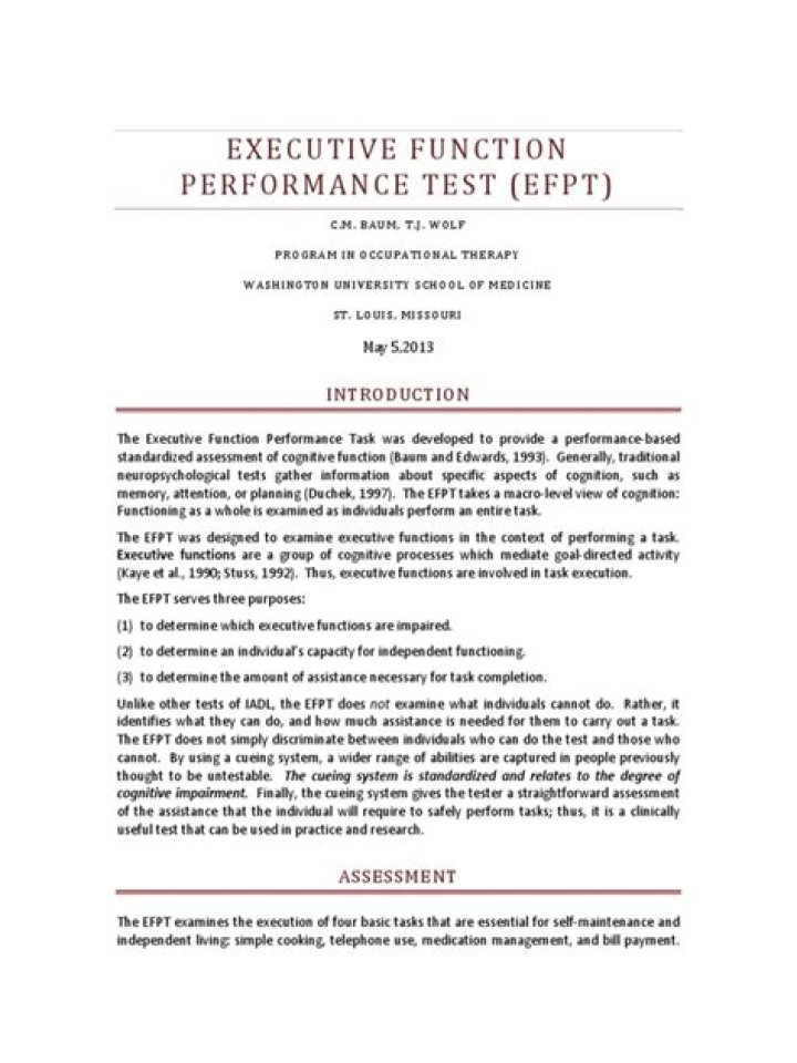 Executive Function Performance Test PDF: Accurate Assessment Tool