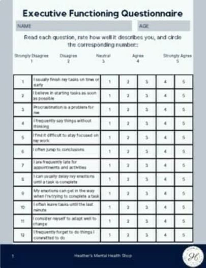 Executive Functioning Performance Test PDF – Accurate Assessment Tool