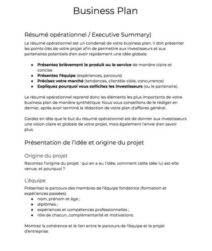 Exemplaire de Business Plan PDF Gratuit – Téléchargez le Modèle Complet