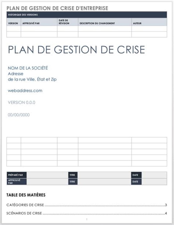 Exemple de Plan de Gestion de Crise PDF : Guide Pratique et Modèle Gratuit