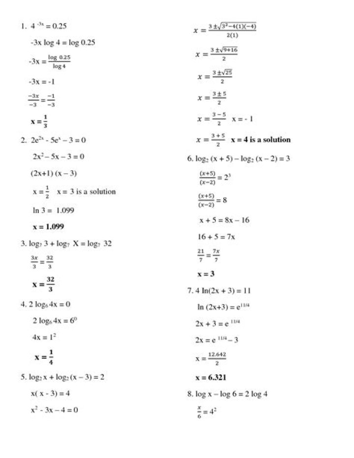Exponential & Logarithmic Functions: Questions & Answers PDF