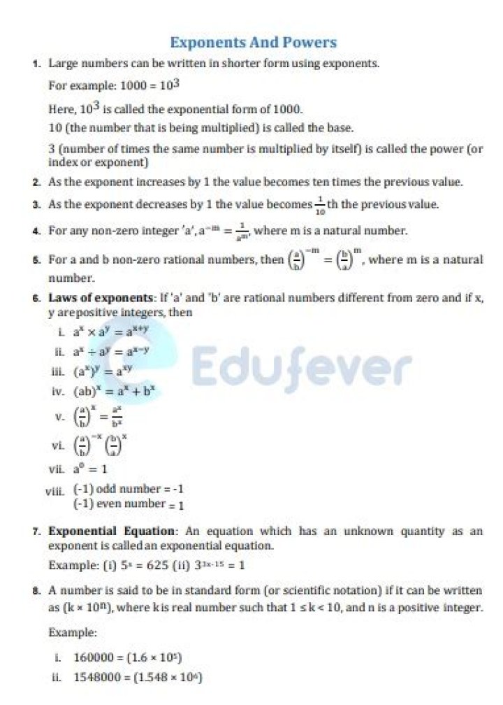 Master Exponents and Powers: Class 8 Test Paper PDF with Practice Questions