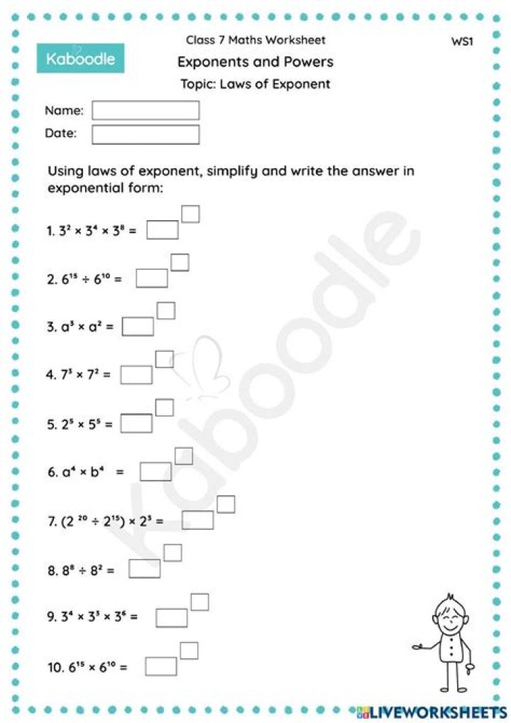 Exponents and Powers Class 9 Worksheet PDF for Easy Practice