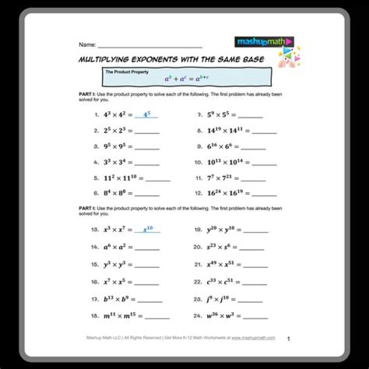 Free Exponents Word Problems Worksheet PDF for Math Practice