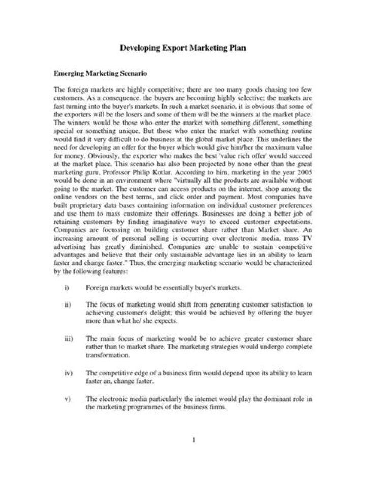 Download Expert Export Marketing Plan PDF