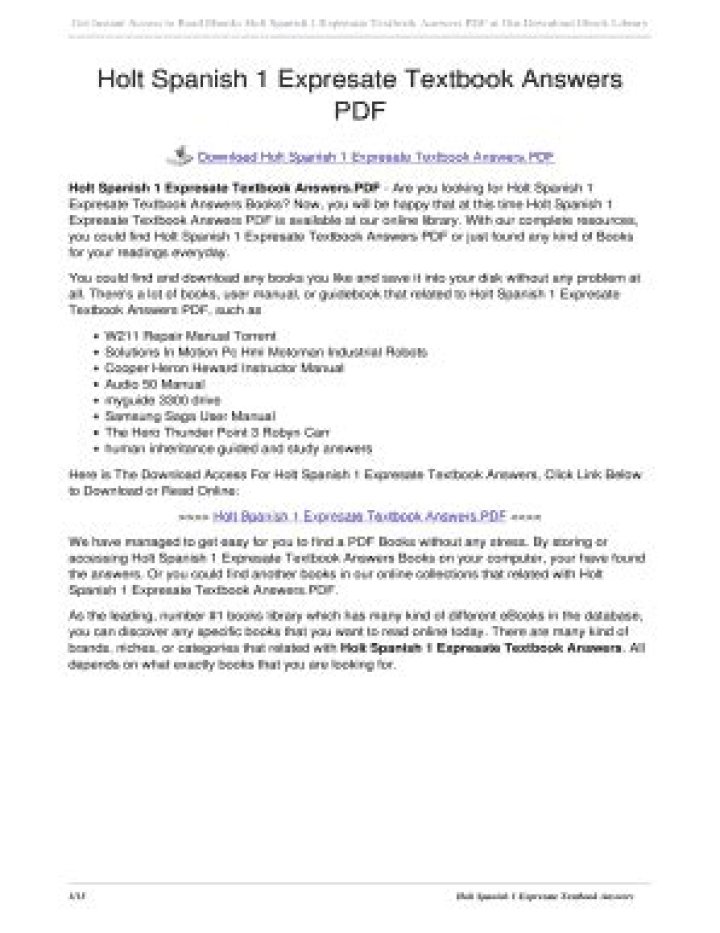 Expresate Español 1: Texto Respuesta Clave PDF