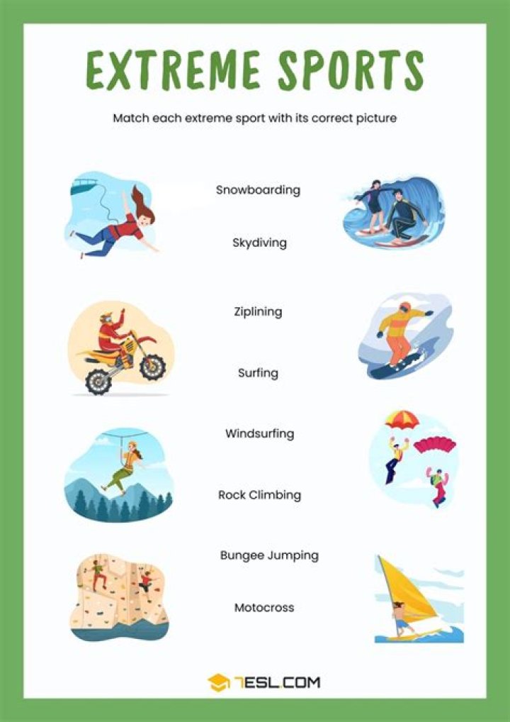 Extreme Sports Vocabulary Worksheets PDF for High School Athletes