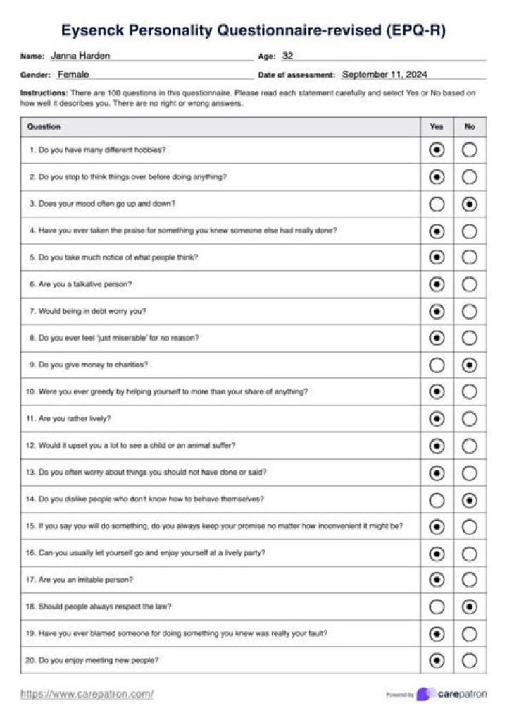 Eysenck Personality Test PDF: Free Download & Self-Assessment