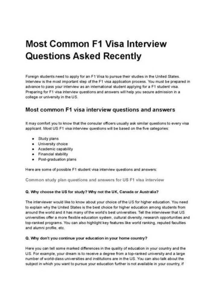 F1 Visa Interview Questions and Answers PDF Guide