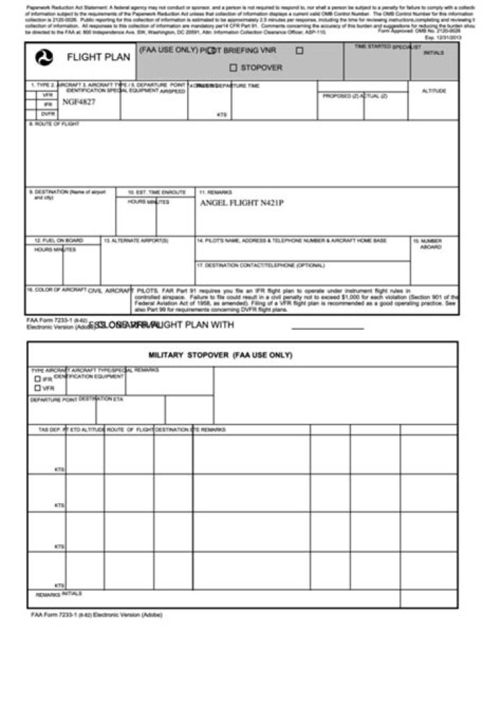 FAA ICAO Flight Plan Form PDF – Download Compliant Form Now