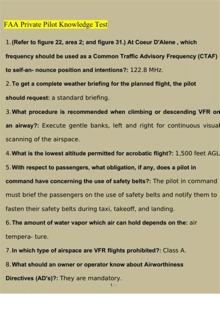 FAA Private Pilot Test Questions & Answers PDF Free Download