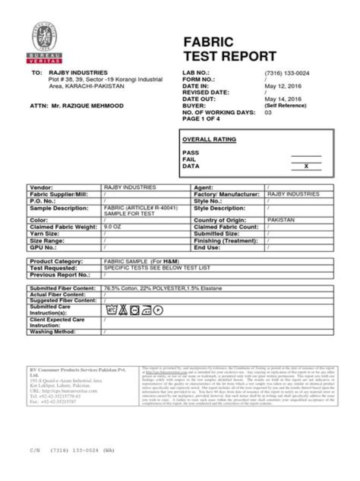 Fabric Test Report PDF – Verified Quality & Performance Data