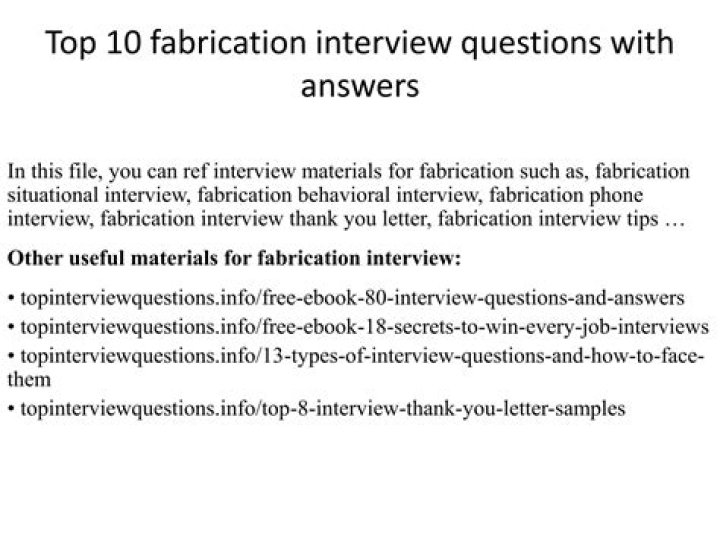 Fabrication Interview Questions and Answers PDF Guide