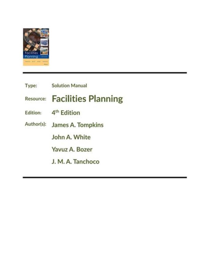 Facilities Planning 4th Edition Solution Manual PDF – Complete Guide