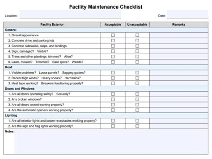 Facility Management Checklist PDF – Download Free Template