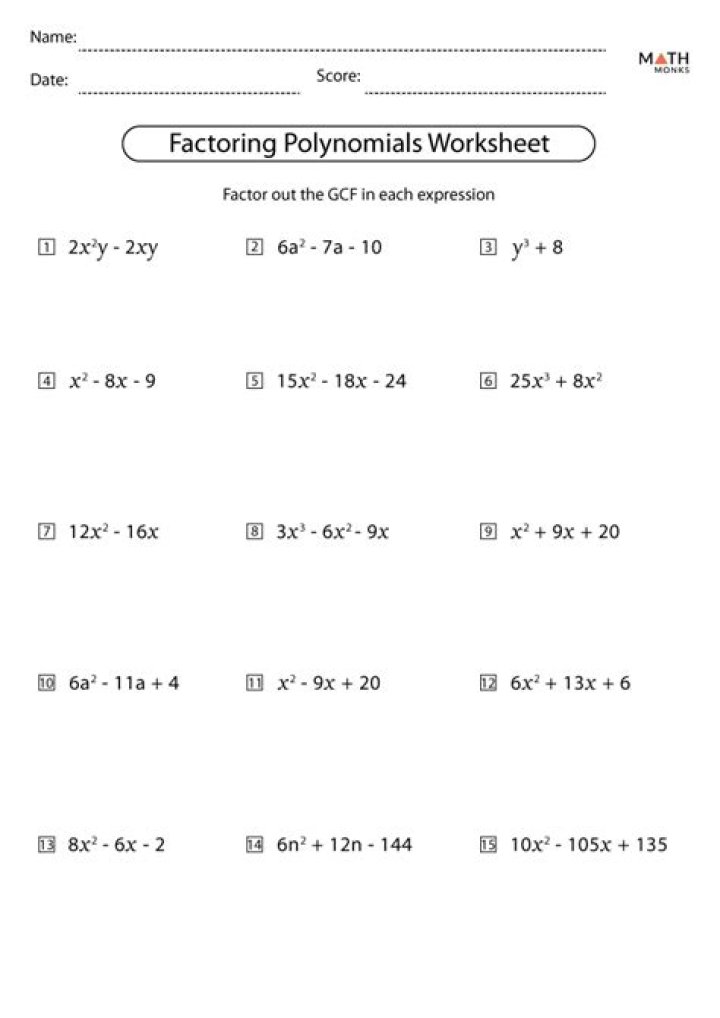 Factoring Polynomials PDF Worksheet: Step-by-Step Guide & Practice