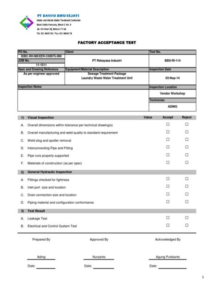Factory Acceptance Test PDF Guide & Download