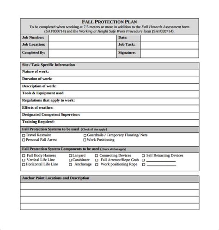 Fall Protection Plan Template PDF – Download Free Compliant Templates