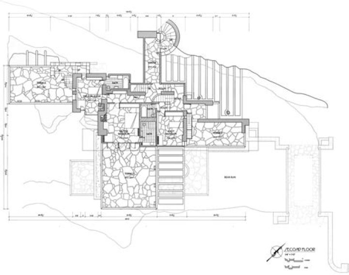 Falling Water Design Plan with Detailed Dimensions PDF