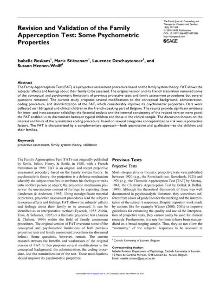 Family Apperception Test PDF: Insight into Family Dynamics