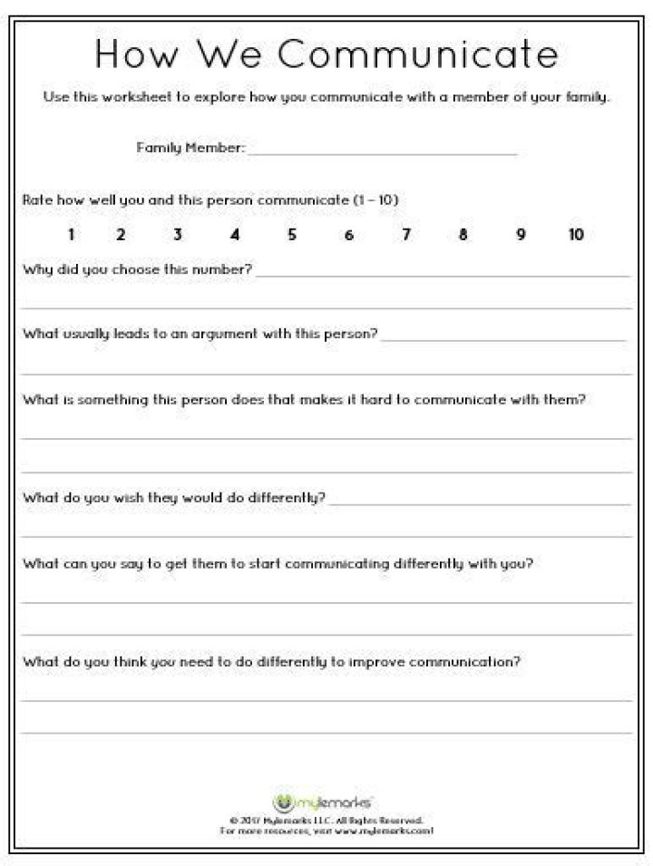 Free Family Communication Worksheets PDF for Better Family Bonding