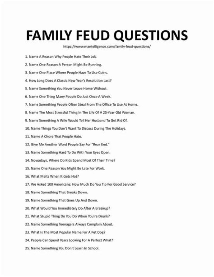 Family Feud Questions and Answers: Printable PDF Guide