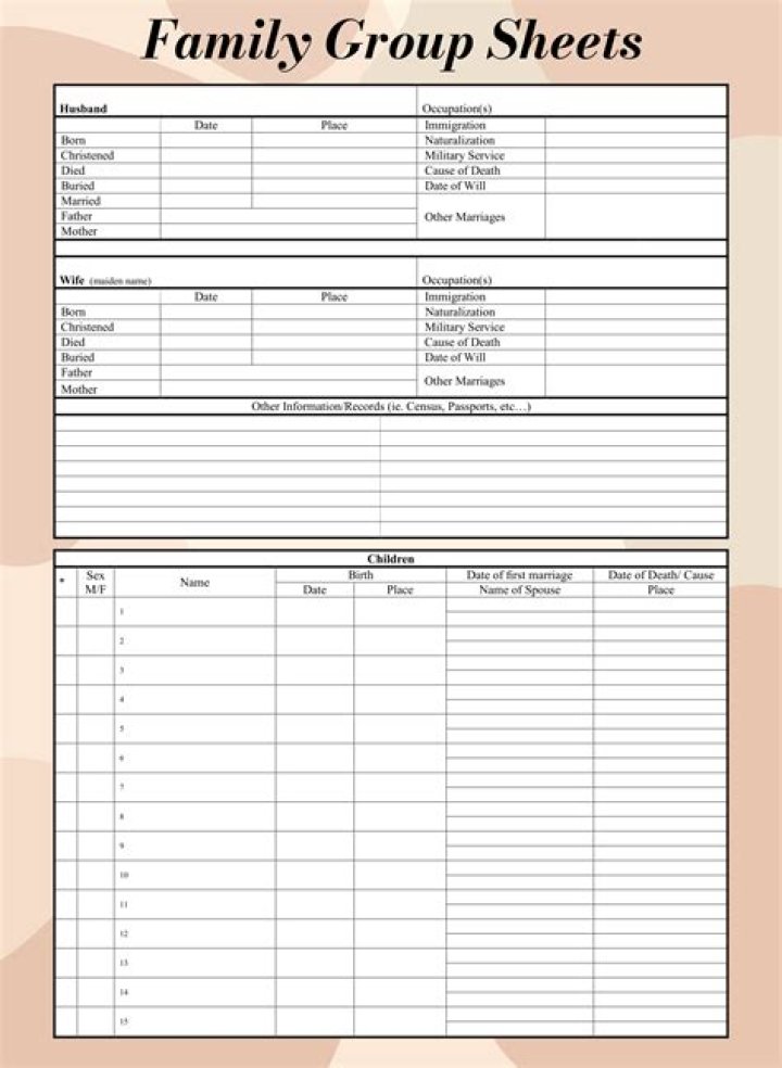 Free Fillable Family Group Sheet PDF – Easily Print & Share Family Gatherings