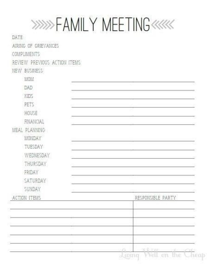 Free Family Meeting Worksheet PDF for Better Communication