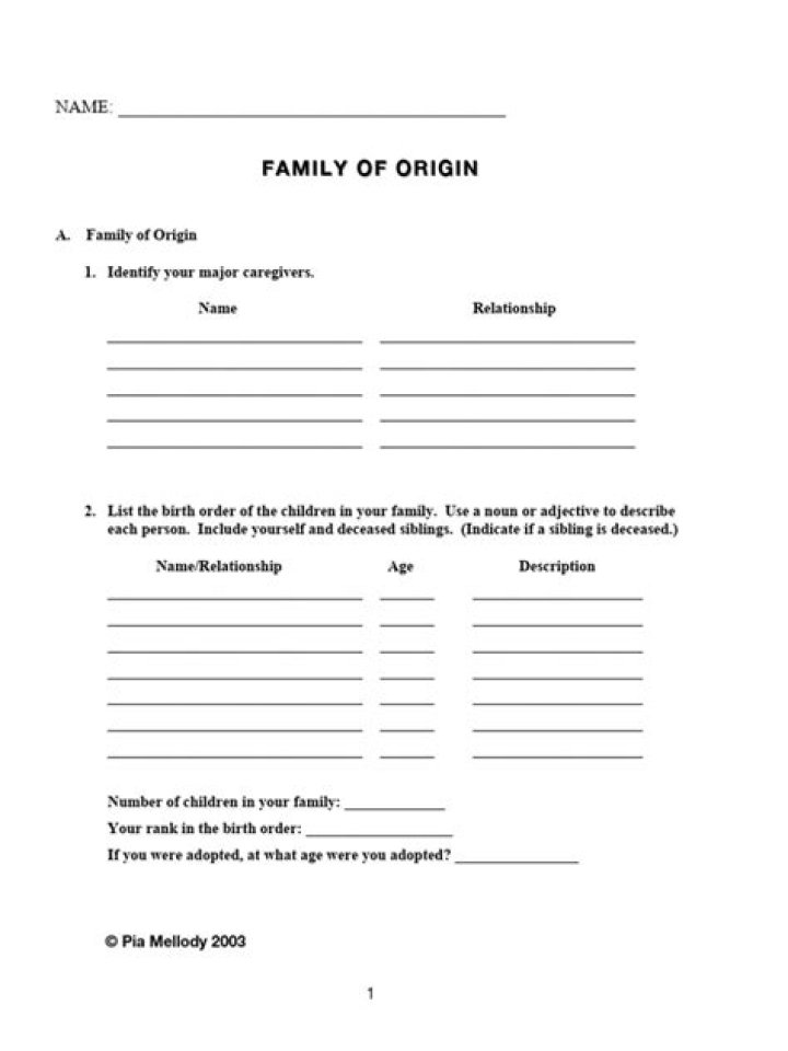Family of Origin Worksheet PDF – Free Download for Self-Reflection