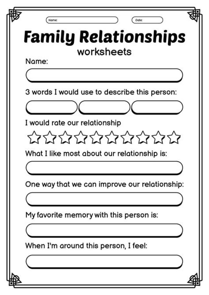 Free Family Relationships Worksheets PDF for Stronger Family Bonds