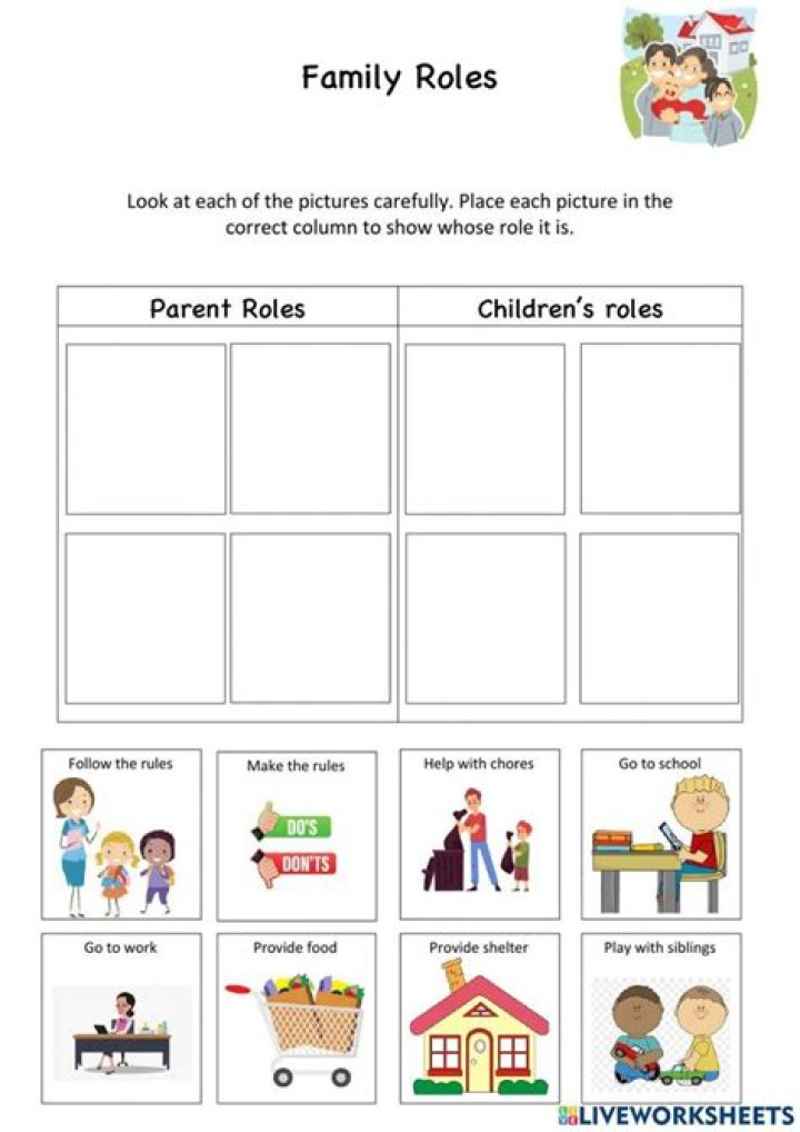 Family Roles Worksheet PDF for Parenting & Education