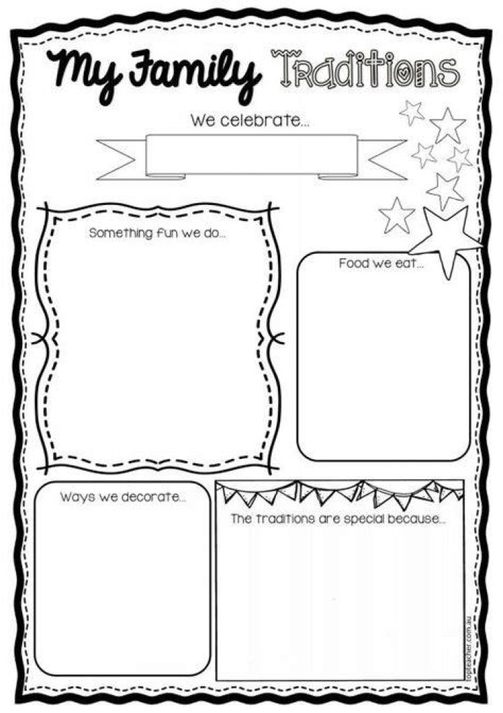 Free Family Traditions Worksheet PDF: Printable Family Tradition Activities