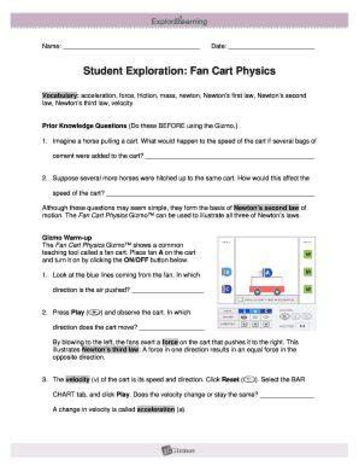 Fan Cart Physics Gizmo Answer Key PDF with Step-by-Step Solutions