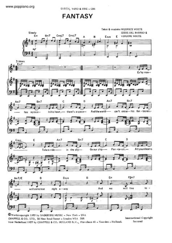 Fantasy Earth Wind & Fire Sheet Music PDF – Download Now